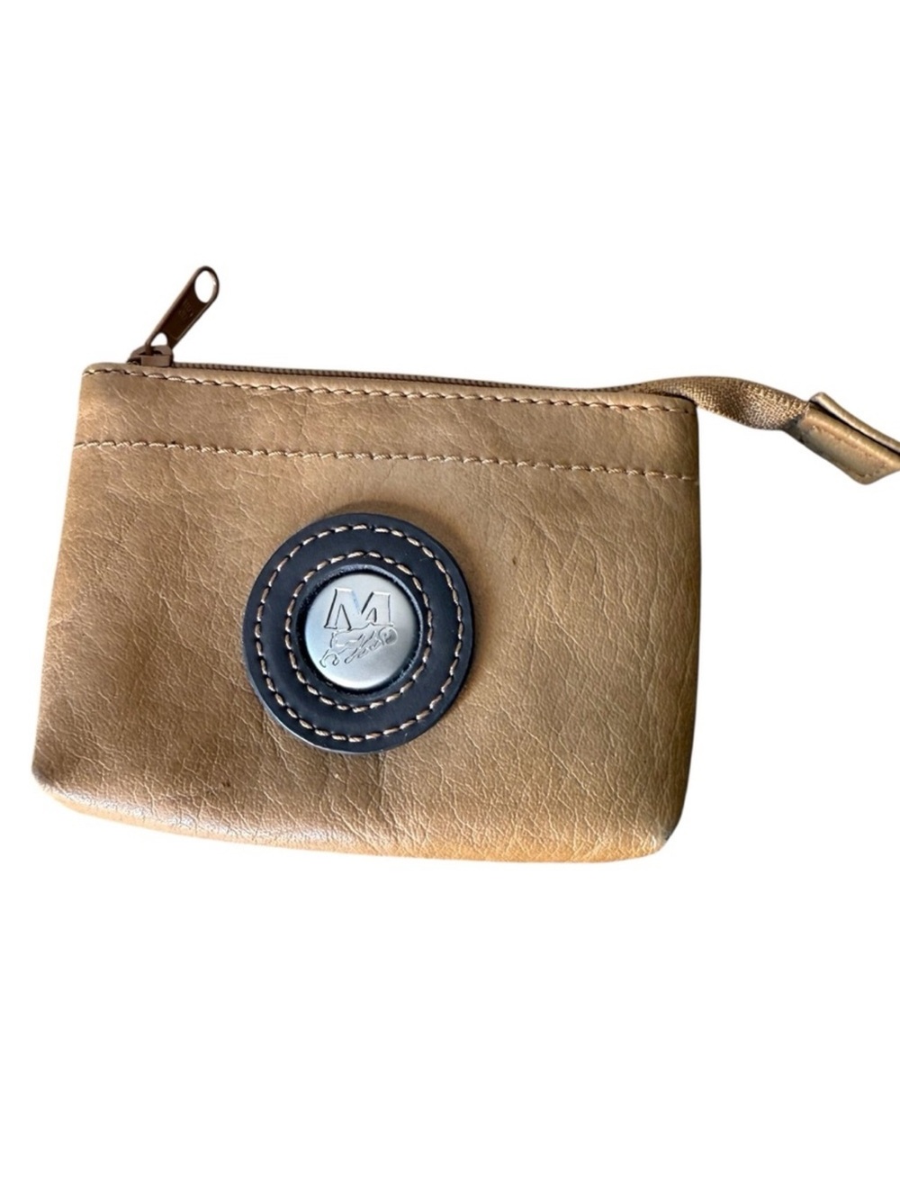 MOUFLON Tan Wallet Change Coin Purse Key Chain Zipper